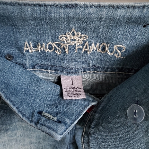 Almost Famous Distressed Stud Denim Bermuda Shorts - Picture 2 of 13